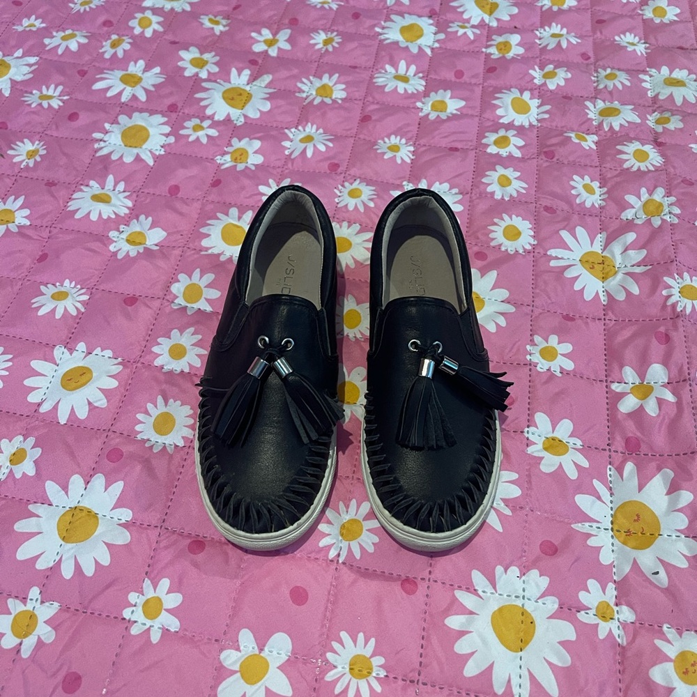 Jslides Black Italian Leather Aztec Loafer/Sneakers